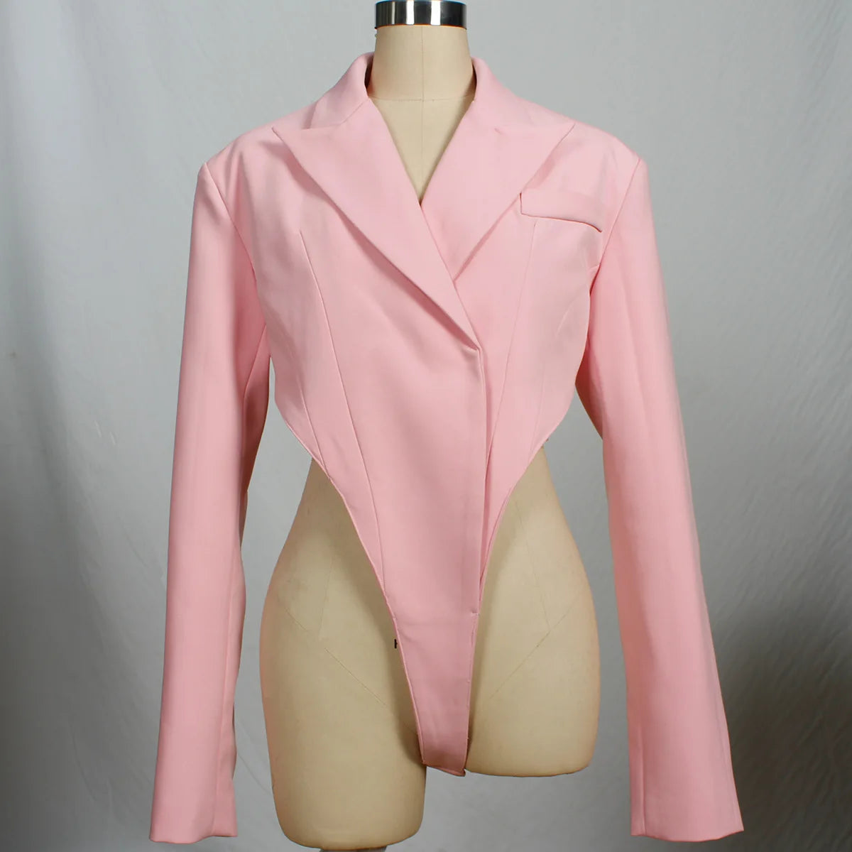 Fashion Long Sleeve  Shoulder Pads Blazer Jacket  Women Sexy Backless Crop Top Bodys Streetwear Suit Autumn Coats Traf