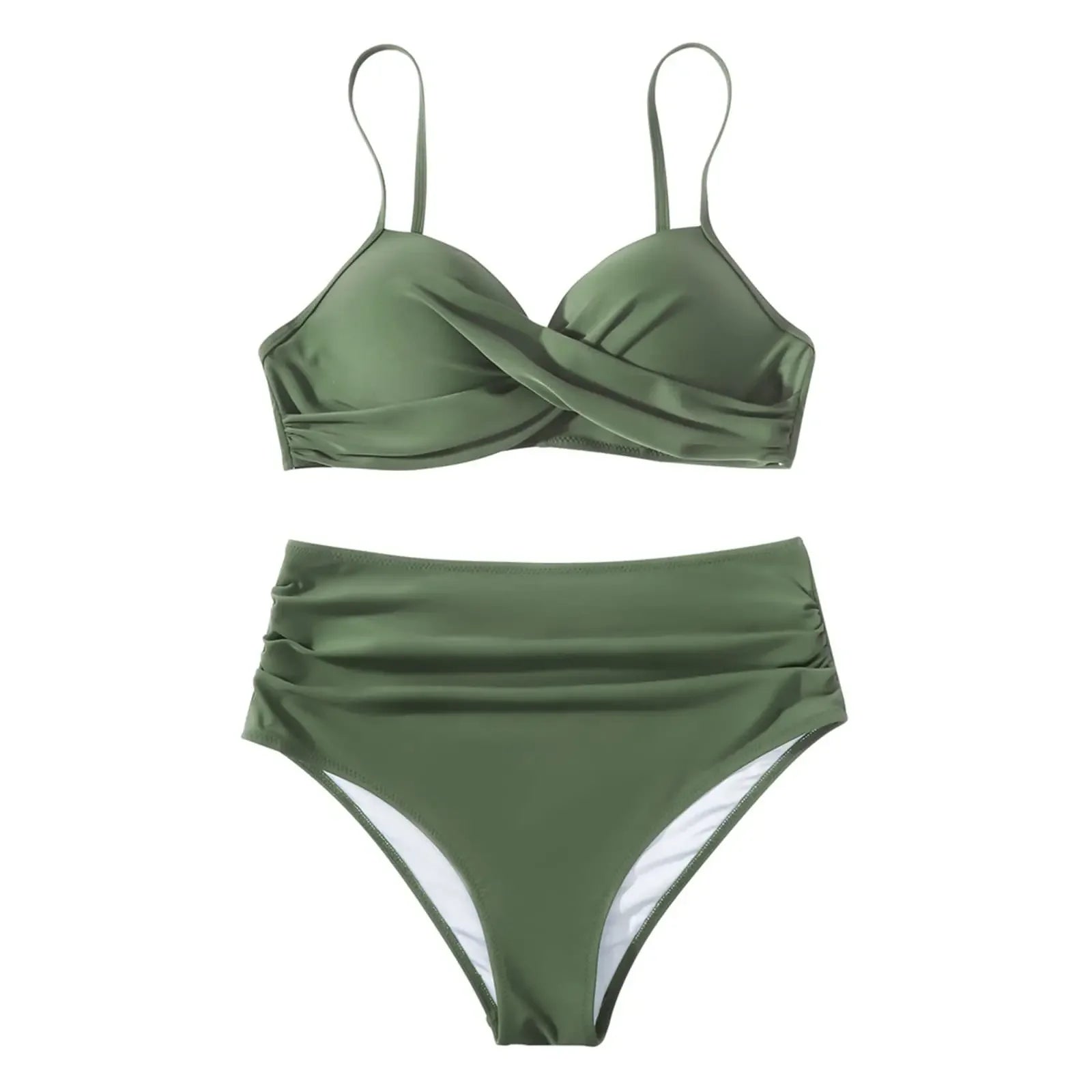 Slimming High Waist Bikini Set Women's Multi-Color Hard Bag Gathered Bikini Ideal for plus Size Swimsuits And Beachwear