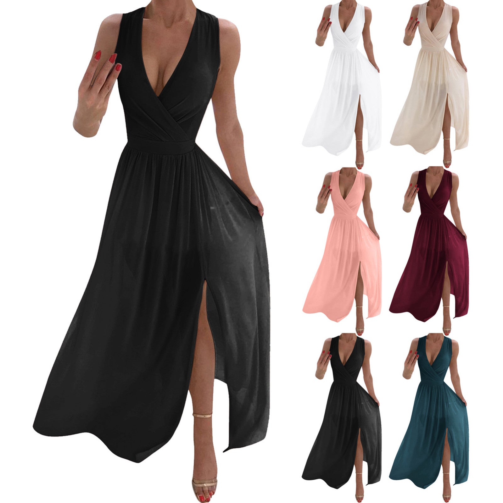 Sexy Women Dresses Outfits 2023 Plus Size Beach V-neck Dresses Summer Party A-line Midi Formal Dresses Women's Clothing 원피스