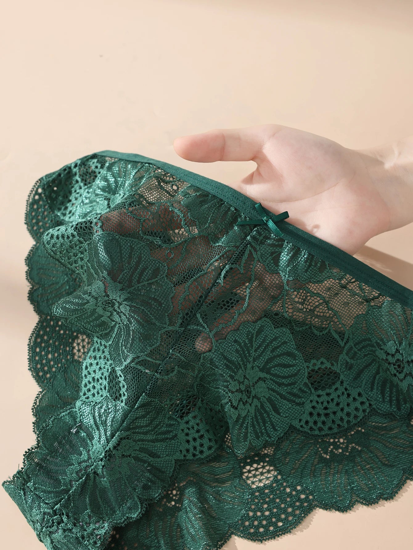 5PCS Women Floral Lace Panties Sexy Perspective Underwear Low Waist Solid Underpants Breathable Intimates Female Lingerie M-XL