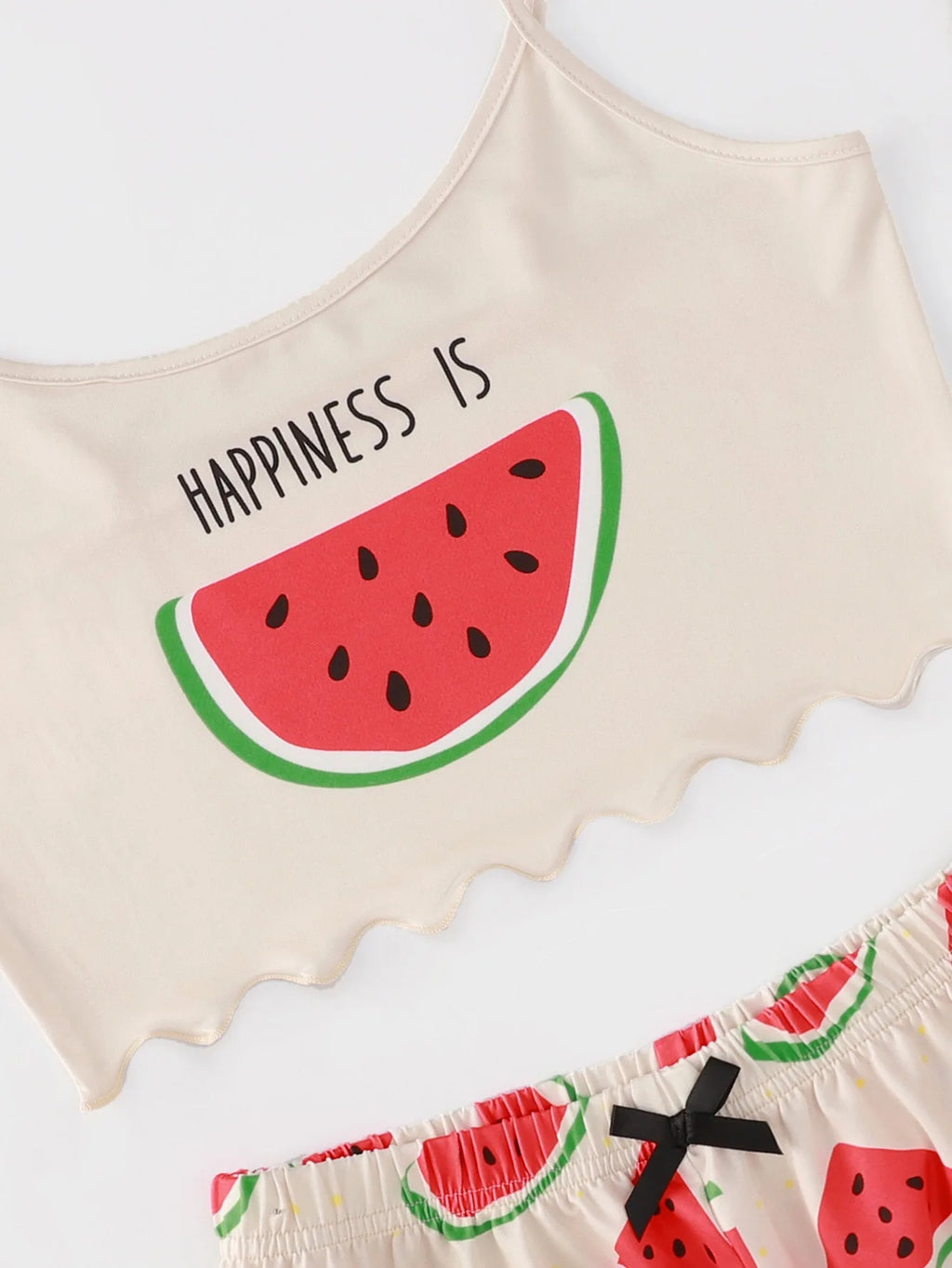 Watermelon Lettuce Women Pajama Set Sleeveless O Neck Crop Top & Elastic Waist Shorts 2 Pieces Female Sleepwear Summer Nightwear