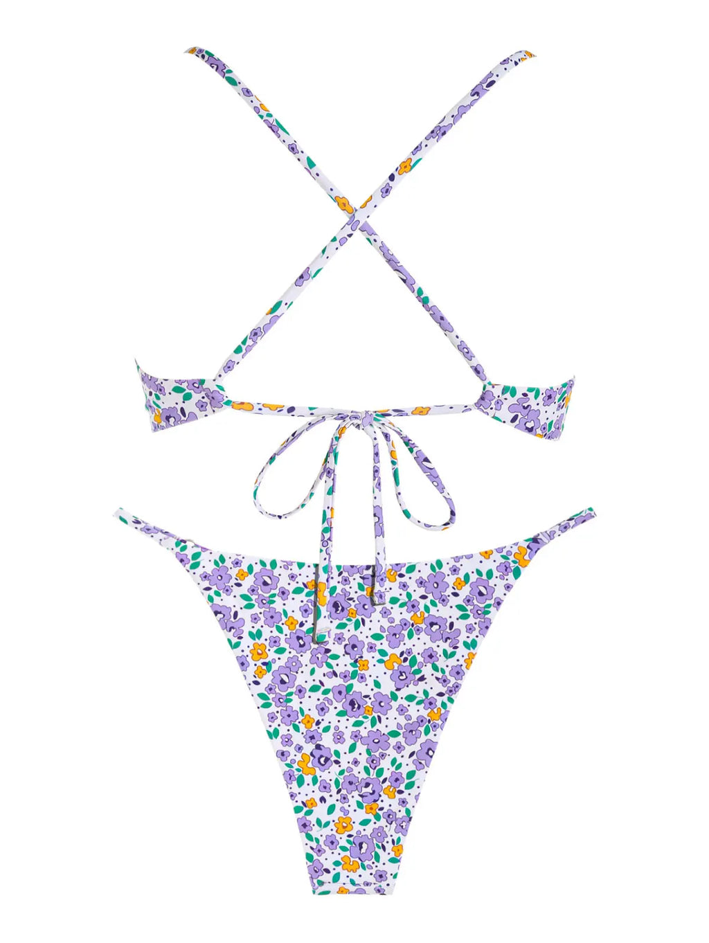 ZAFUL Women's swimwear Ditsy Floral Print O Ring Criss Cross Bikini Swimwear