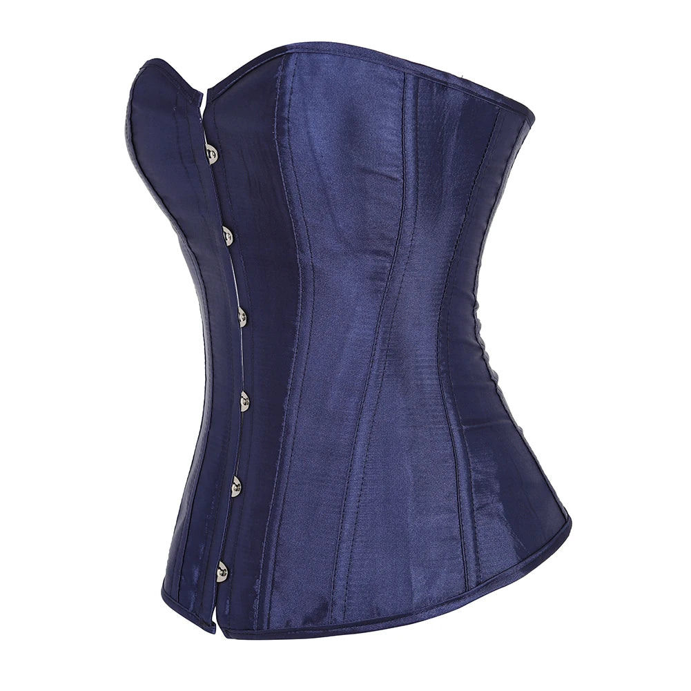 Caudatus Blue Corsets Top For Women Bustiers Overbust Satin Sexy Costume Corselet Brocade Vintage Style Korsett Plus Size