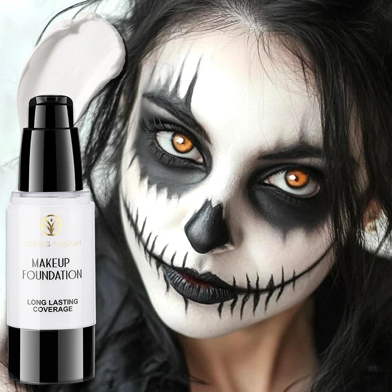 Pure White Liquid Foundation Long-lasting Waterproof Concealer Face Makeup Foundation for COS Stage Christmas Carnival Makeup