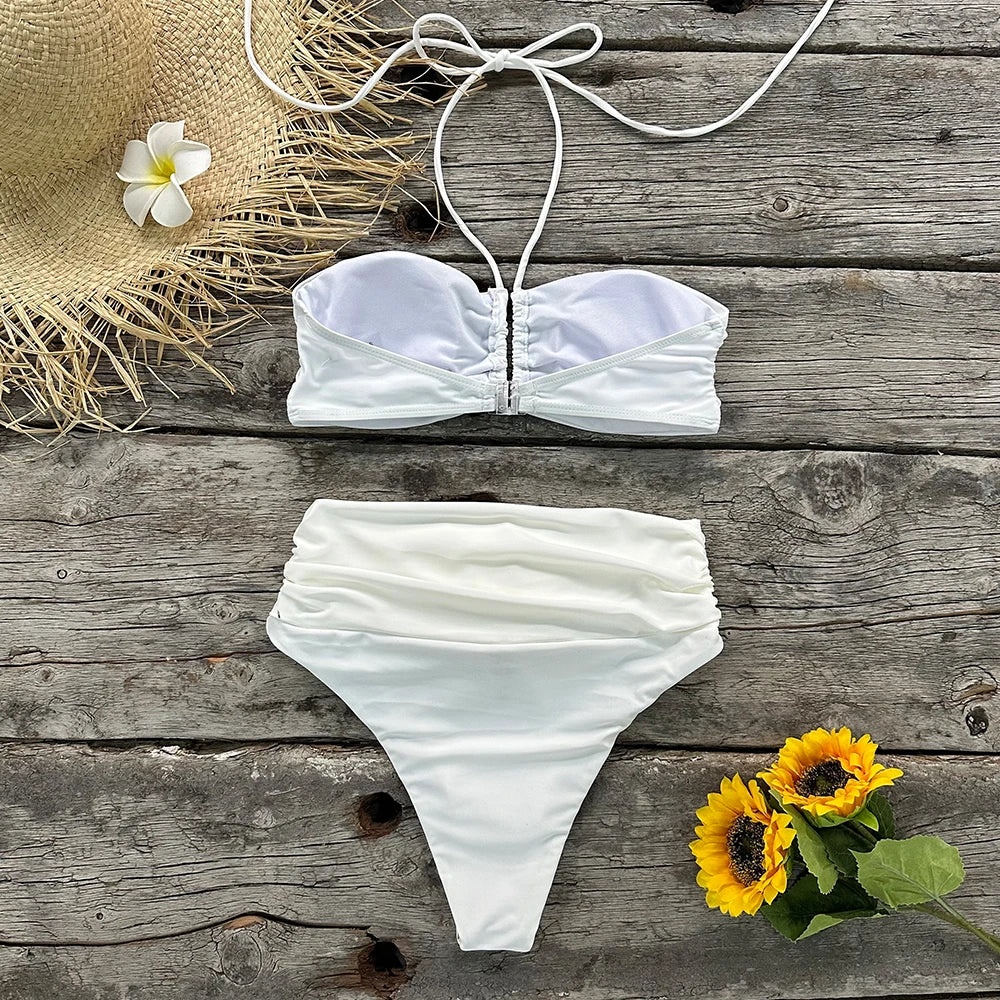 Two-Pieces Women Floral Lace Up 2023 Push-Up Padded Bra Red Bikini Set Swimsuit Swimwear Bathing Suit Beachwear Biquini
