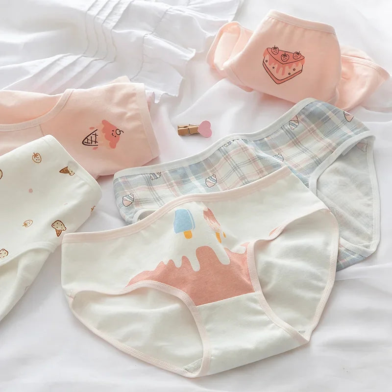 5Pcs/set Cotton Panties for Women Girl Briefs Underwear Plus Size Cute Soft Short Pantys Sexy Lingerie Female Ladies Underpants