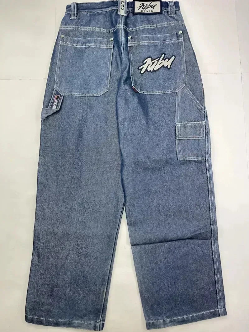 American Fashion Hip Hop Joker Loose Jeans Women Street Y2K New Casual Punk Rock Oversized Wide-leg Pants Unisex Mopping Jeans