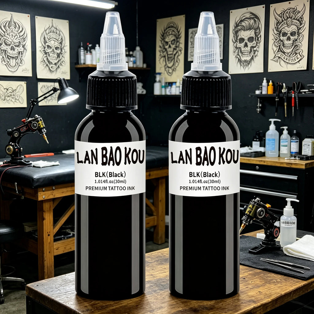 2pcs 30ml black Tattoo Ink Pigment with  BodyArt Tattoo Kits Professional Beauty Paints Makeup Tattoo Supplies Semi-permanent