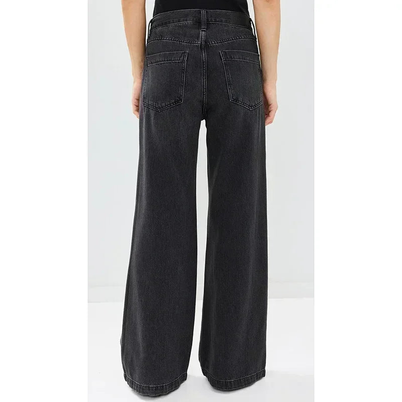 Women High Waist Straight Leg Jeans Female Comfortable Stretch Basic Denim Pants Woman Classic Cheap Black Gray White Trousers