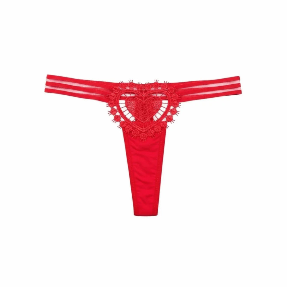 Intimate Wear Low Waist Ladies' Underwear Thin Strap Lace Heart T-back Briefs Lingerie Panties Women's Thong Female