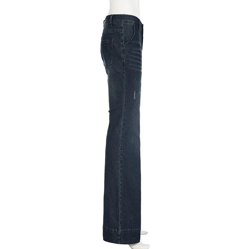 Sexy Low-Waisted Skinny Jeans Women Vintage Americana Y2K Denim Flares Pants Female Streetwear Slim-Fitting 2000S Jean Trousers