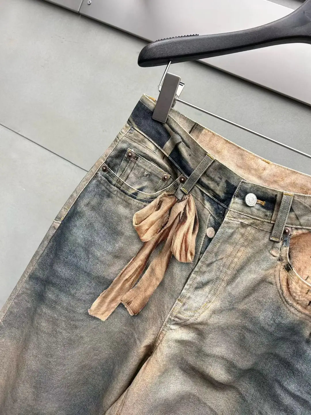 Retro Anime Jeans Y2K Clothing Mens Womens Hip Hop Anime Character Graphic Print Blue Baggy Jeans Casual Trousers