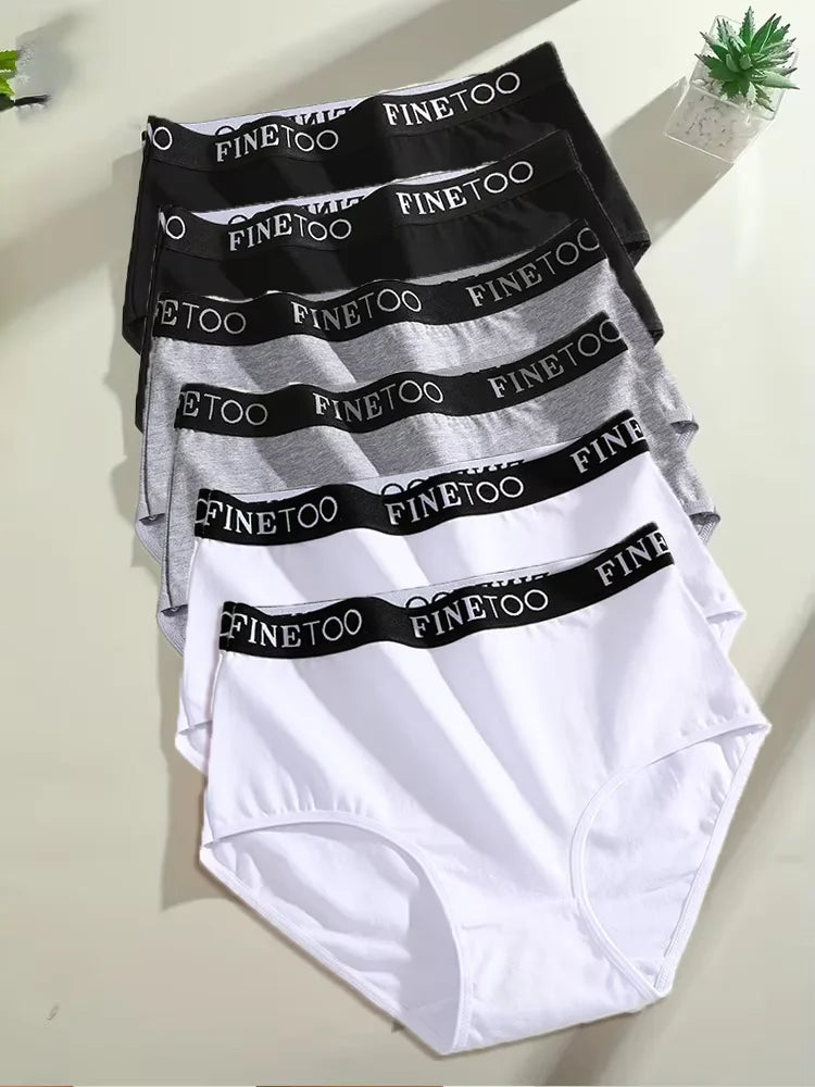 Finetoo 6Pcs/Set Women Cotton Seamless Briefs Women Plus Size Panties Breathable Underwear Female High Waist Soft Lingerie S-XXL