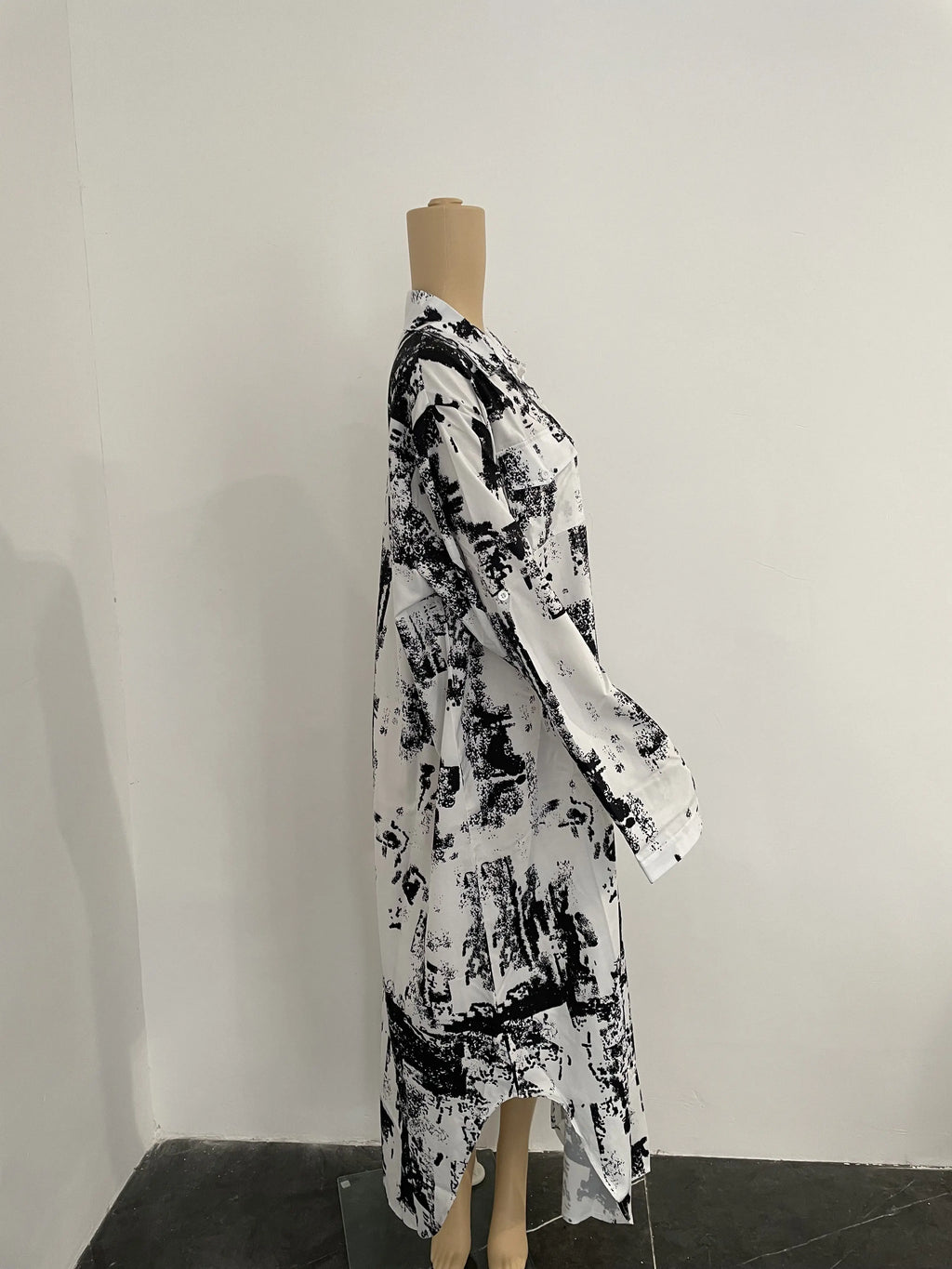 Camouflage Leopard Letters Floral Printed Dresses for Women 2025 Buttons Long Sleeve Loose Split Casual Solid Maxi Dress Robe