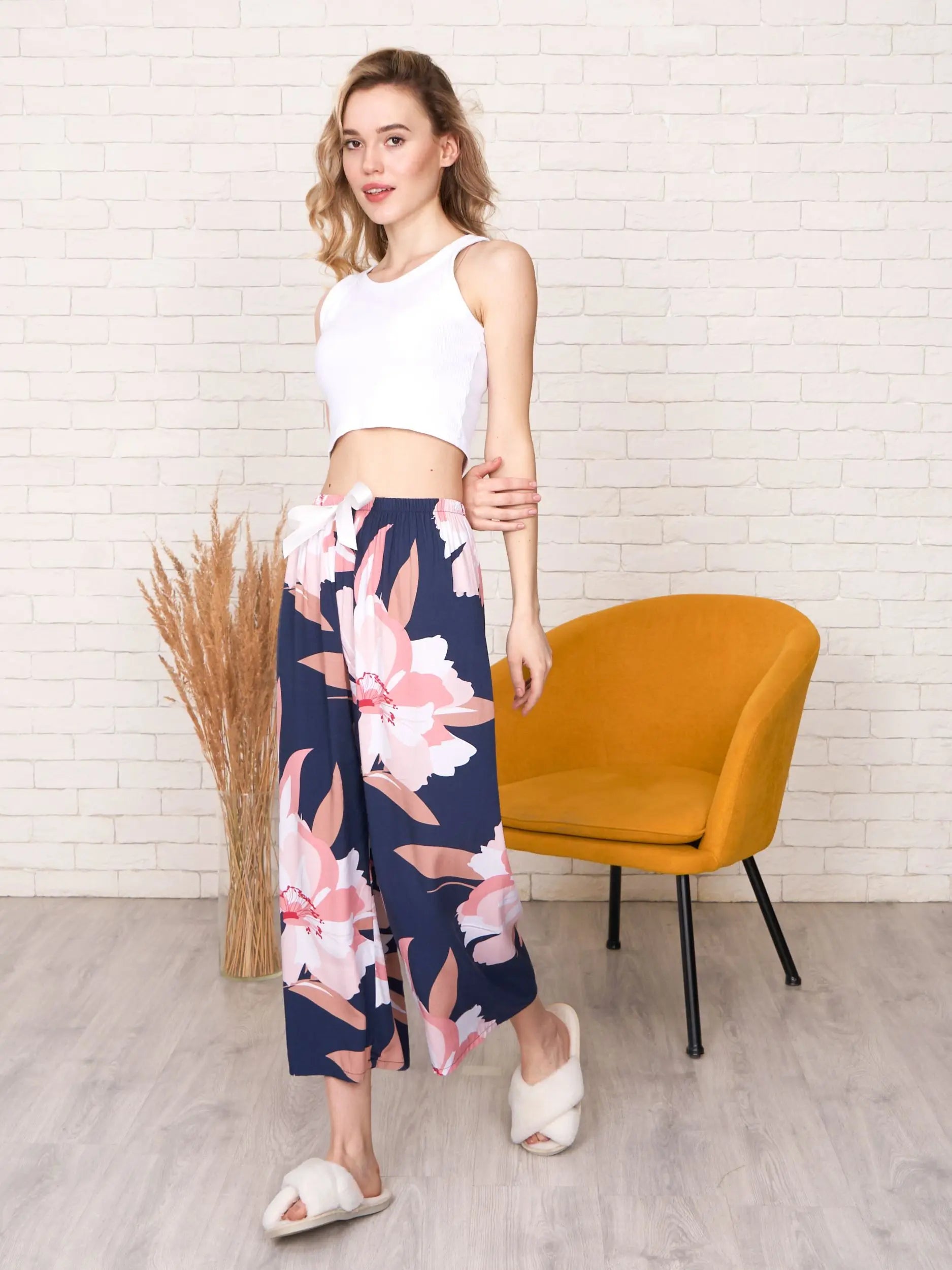 Women Spring Sleep Bottoms Wide Leg Pants Autumn Home Causal Summer Brand New Home Female Pajamas Sleepwear