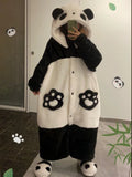 Women's Pajamas Panda Onesies Warm Soft Robes Nightgown Kawaii Animal Cosplay Suit Winter Flannel Homewear Women Clothing