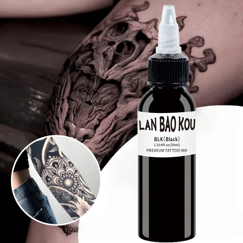2pcs 30ml black Tattoo Ink Pigment with  BodyArt Tattoo Kits Professional Beauty Paints Makeup Tattoo Supplies Semi-permanent