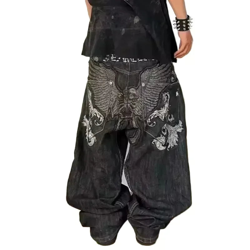 American Fashion Hip Hop Joker Loose Jeans Women Street Y2K New Casual Punk Rock Oversized Wide-leg Pants Unisex Mopping Jeans