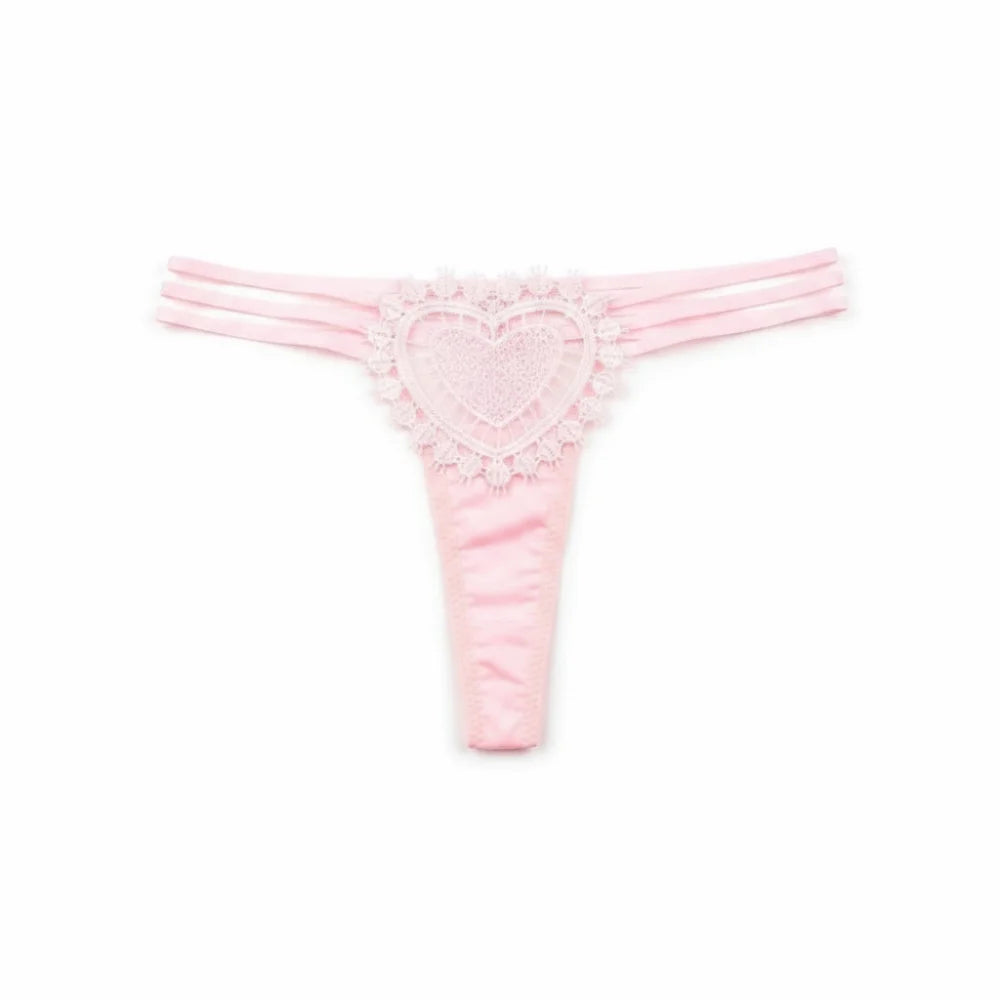 Intimate Wear Low Waist Ladies' Underwear Lace Heart Thin Strap T-back Briefs Hollow Out Panties Women's Thong Girl
