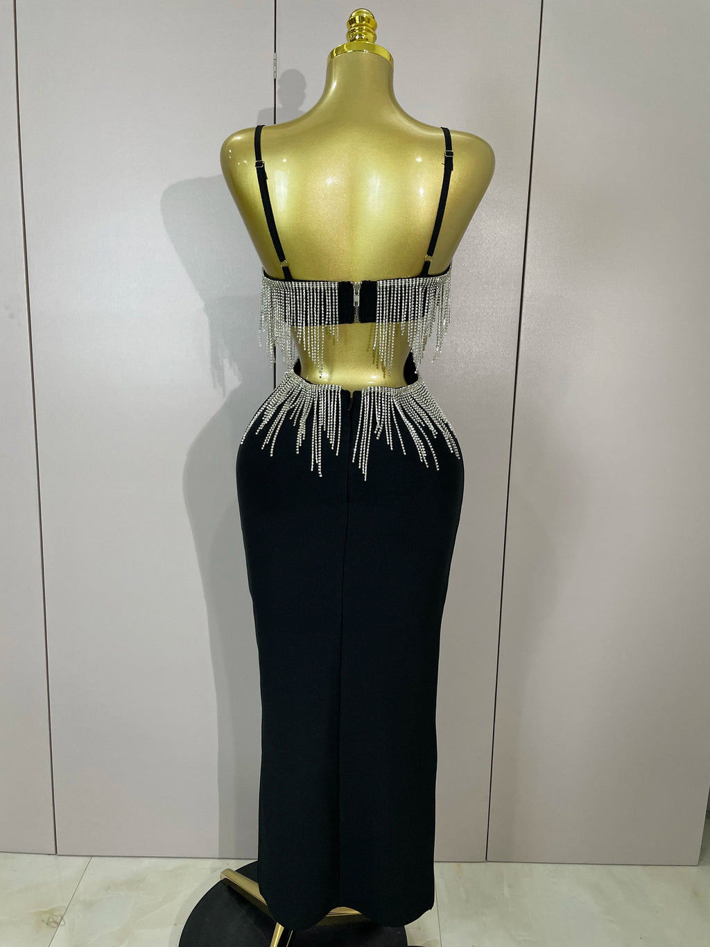 Stock Shinning Chain Sexy Strap Sleeveless Bodycon Long Bandage Dress Women Celebrate Evening Party High Quality Birthday Outfit