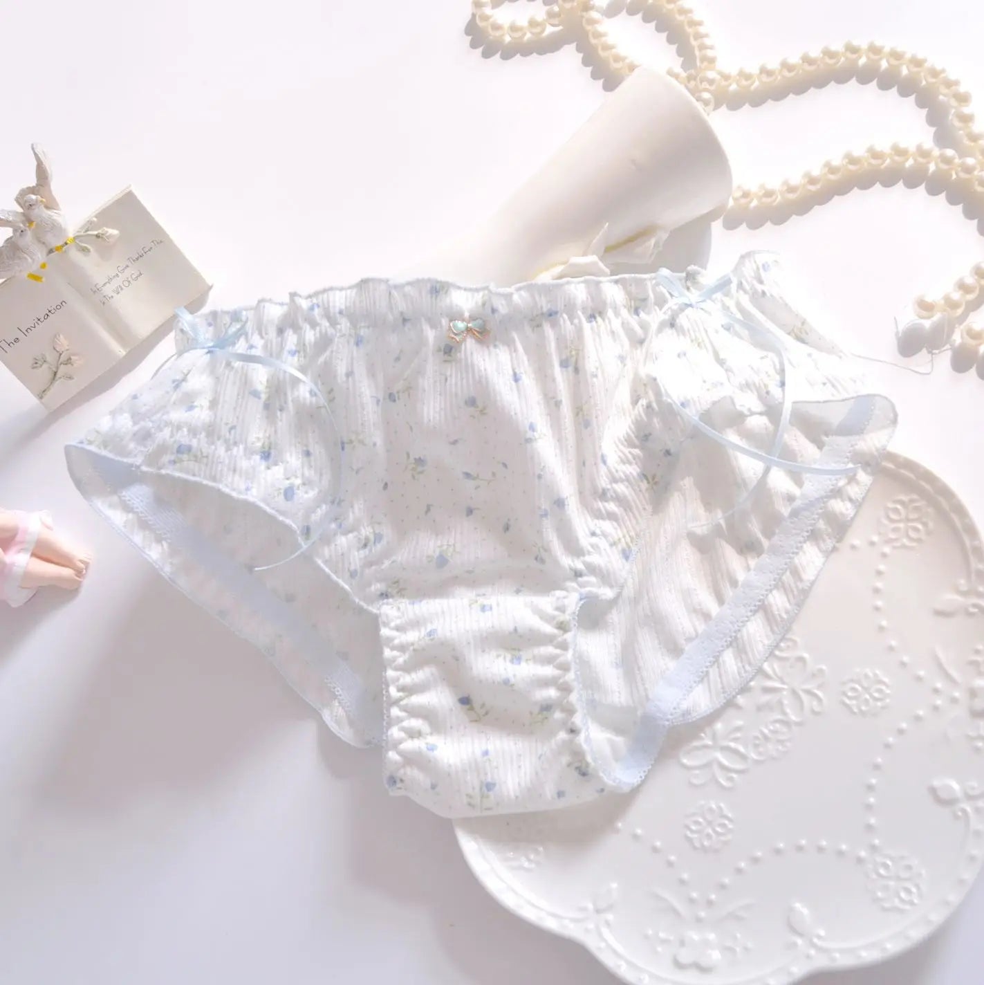 Cotton Ruffle Cute Lovely Sweety Girl Panties Bow Japanese Princess Style High Elasticity Breathable Sexy Women Underwear Breifs