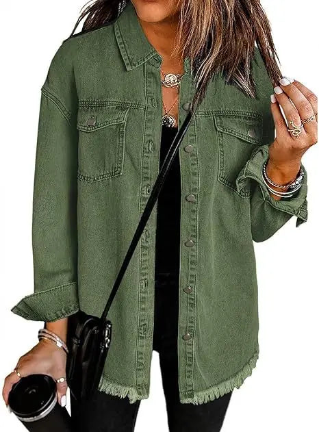 Coat Women Denim Coats Single Breasted Casual Turn Down Collar Y2k Streetwear Jackets Mom Jeans Splice Loose Jacket 2025