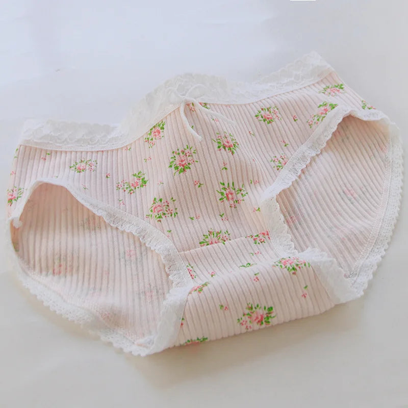 5Pcs/Set Lace Edge Underwear Women Cotton Panties Female Underpants Sweet Girls Briefs Breathable Soft Shorts Sexy Lingerie