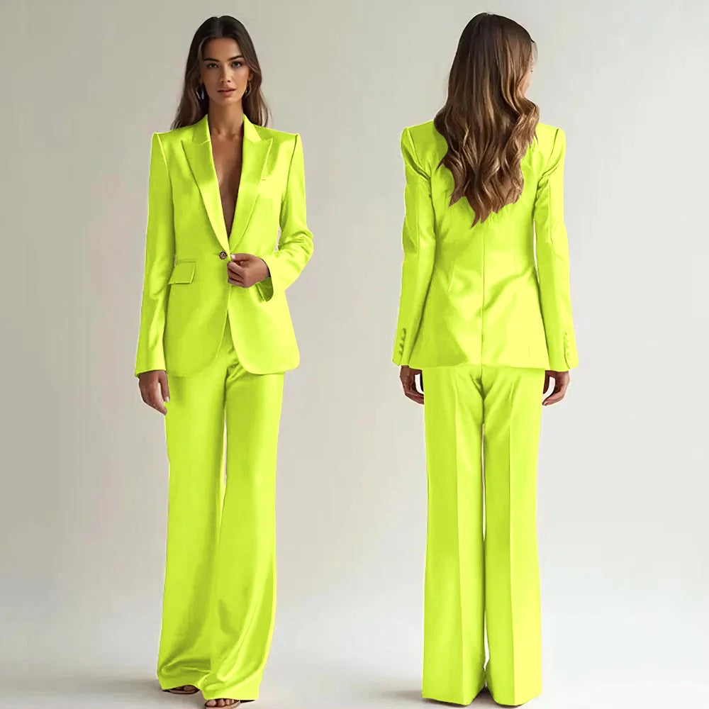 Luxury High Quality Women 's Suit One Button 2 Piece Jacket Pants Female Clothing Slim Fit Smart Office Banquet Lady Blazer Set