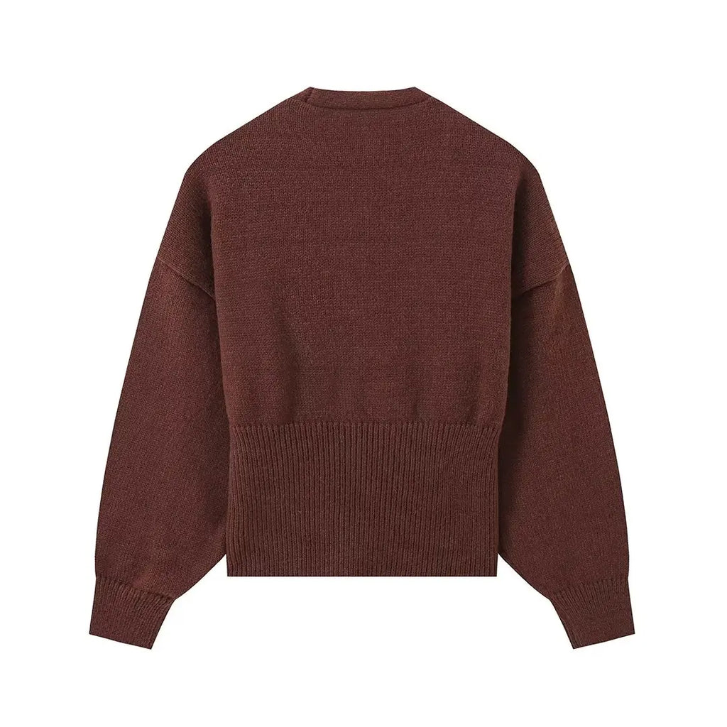 HH Woman Autumn Long Sleeves Slim Casual Sweater High Street Coat Women Solid Single Button Deep V-Neck Knitted Cardigan