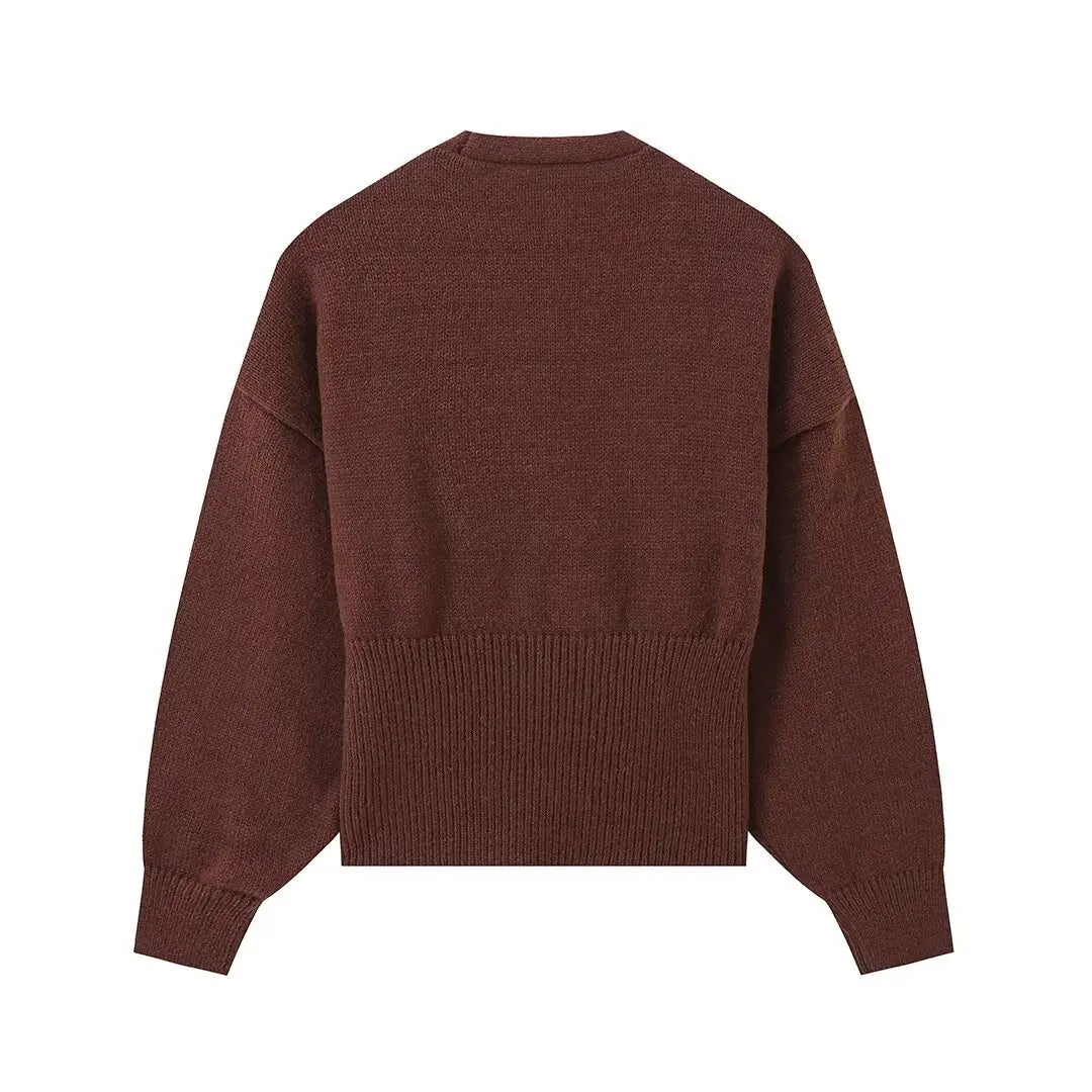 HH Woman Autumn Long Sleeves Slim Casual Sweater High Street Coat Women Solid Single Button Deep V-Neck Knitted Cardigan