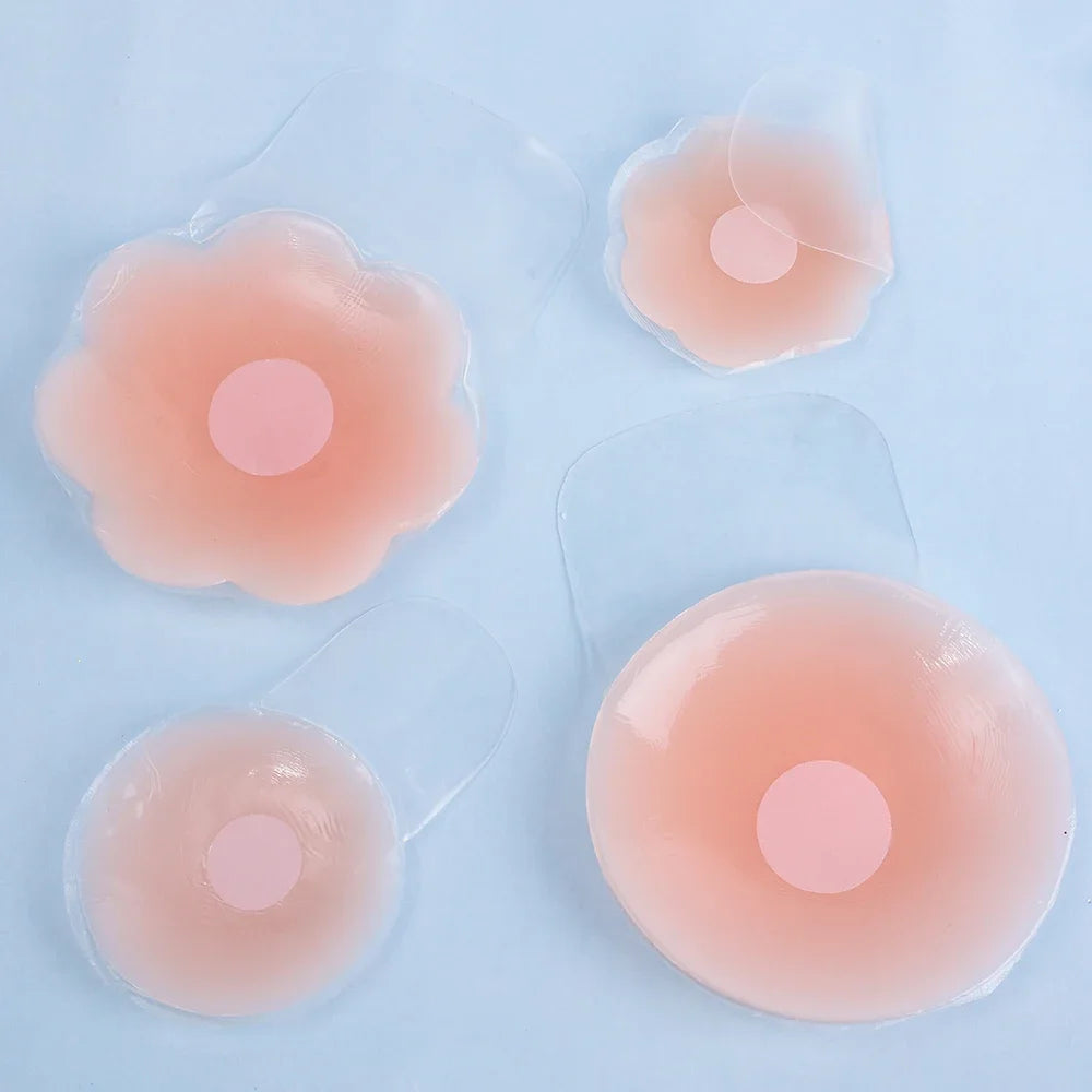 Reusable Women's Chest Petals Lift Silicone Nipple Cover Invisible Flower Leaf Self Adhesive Strapless Backless Stic