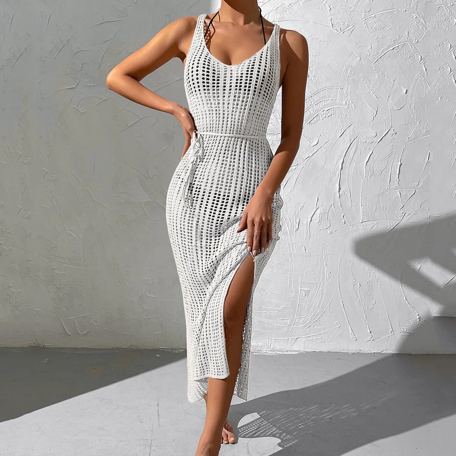 Sarong Beach Wrap Tunics Sexy Beach Bikini Cover-Ups Women Swimwear Dress Cover up Fishnet Crochet Swimsuit Saida De Praia