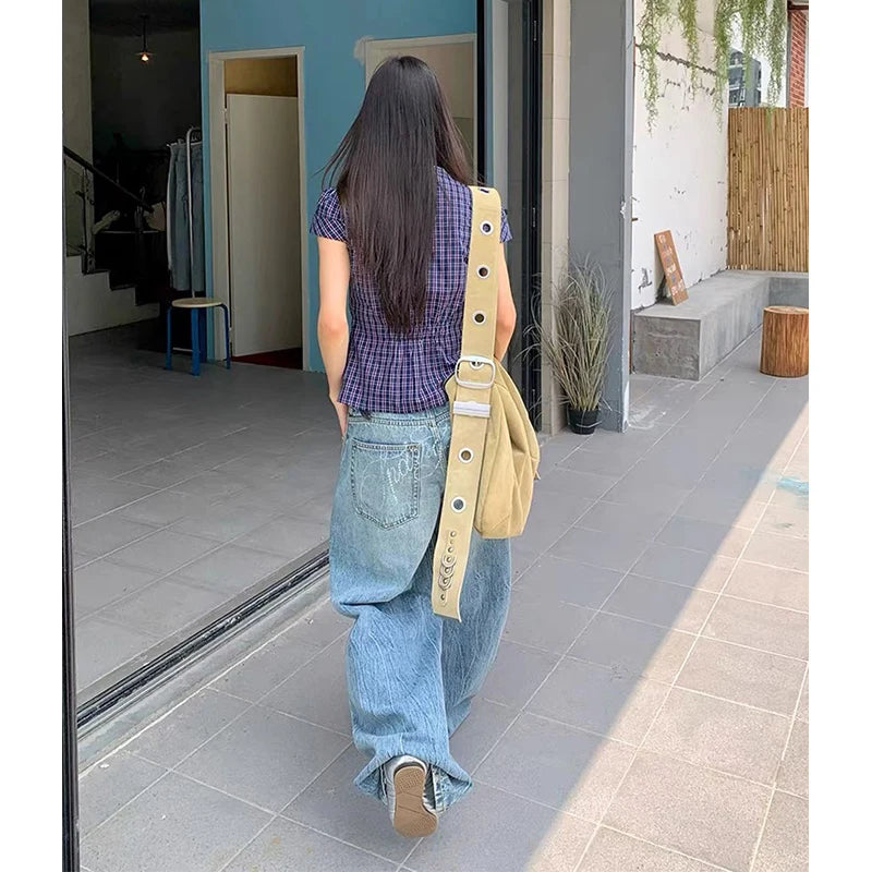 Women Blue Y2k Baggy Jeans Harajuku Vintage Boyfriend Bent Knife Denim Trouser Japanese 2000s Style Jeans Pants Oversize Clothes