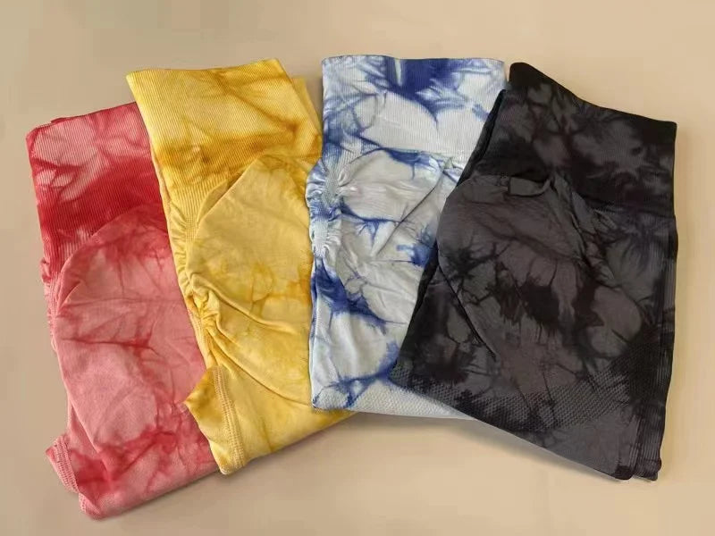 Women Tiedye Gym Leggings Seamless Yoga Pants Scrunch Sports Fitness Tights High Waist Workout Training Leggins Drop Shipping