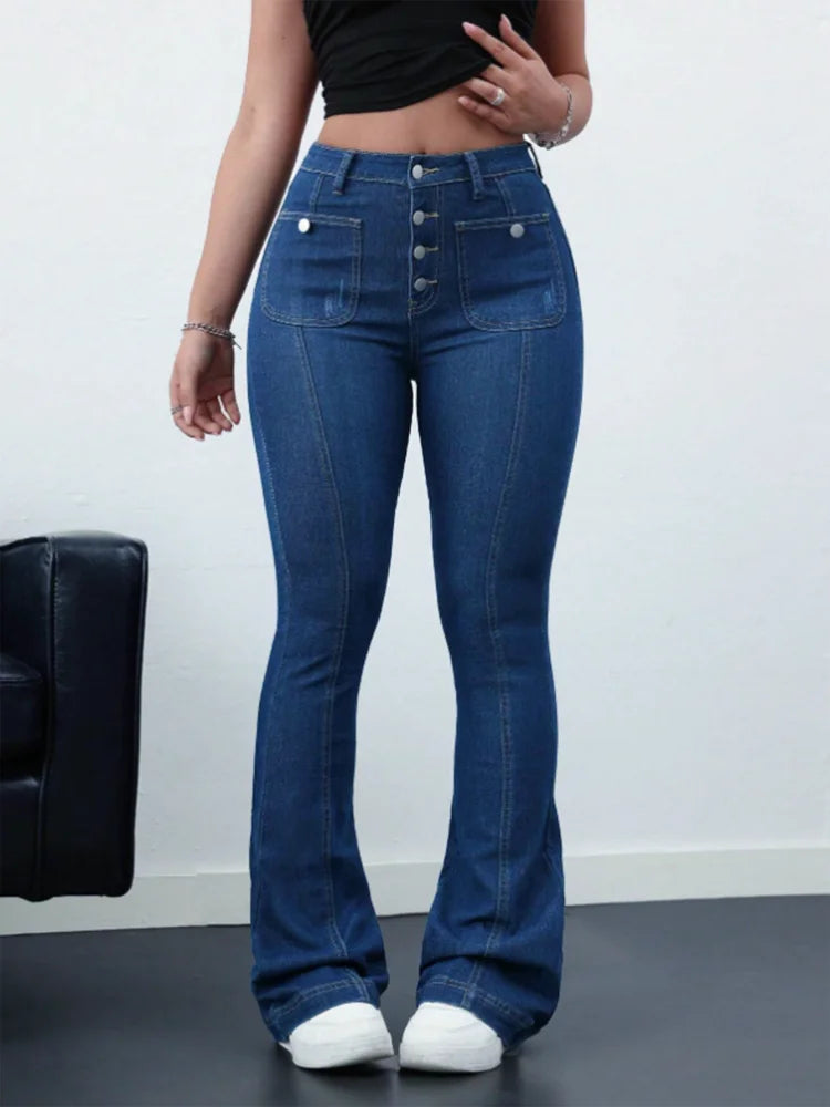 Women Flare Pants Denim High Waist Trousers Comfortable Popular Jeans Retro Style Y2k Jeans Women's Slimming High Street Clothes