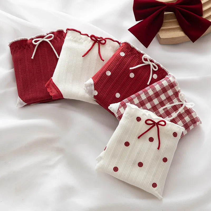 5Pcs/set Cotton Panties for Women Girl Briefs Underwear Plus Size Cute Soft Short Pantys Sexy Lingerie Female Ladies Underpants