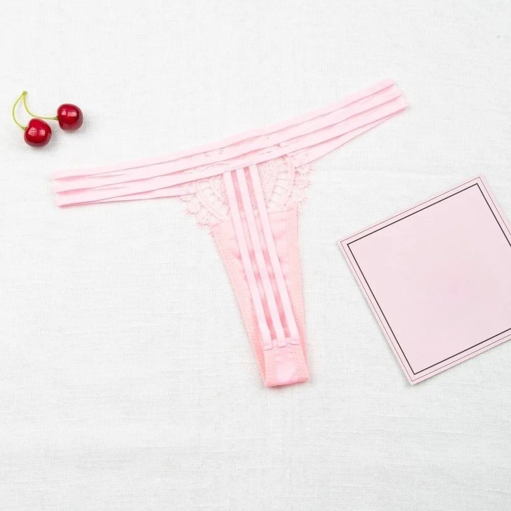 Intimate Wear Low Waist Ladies' Underwear Lace Heart Thin Strap T-back Briefs Hollow Out Panties Women's Thong Girl