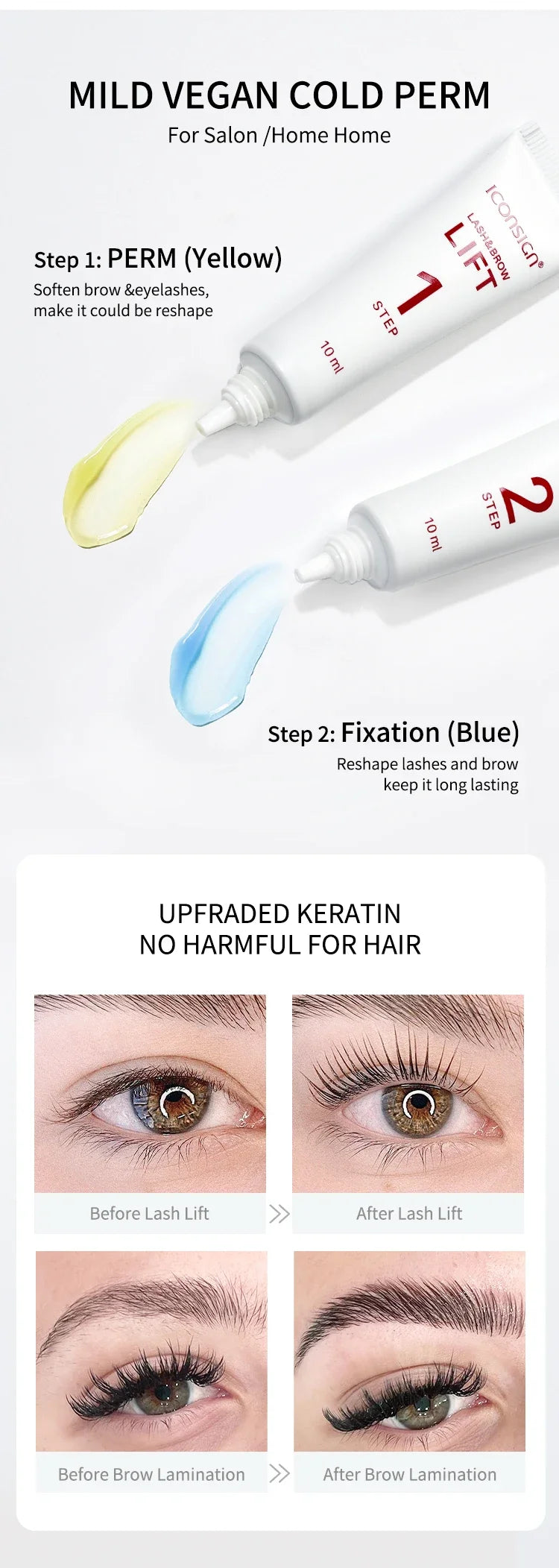 Fast shipping ICONSIGN 10ml Fix Perming Set for Lash Brow Lift Perm Fixation Tube Set Lotion 8-12 Minute Lifting Eye Makeup Tool