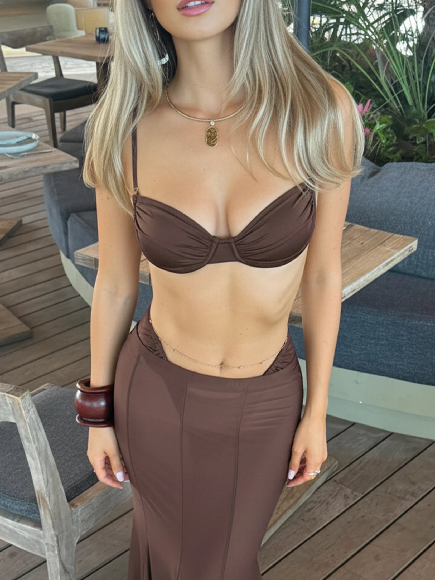 Chic 3 Piece Bikini Set Ruched Bathing Suit with Coverup Skirt 2025 New Beachwear Push Up Swimsuit Nightclub Party Dress K268