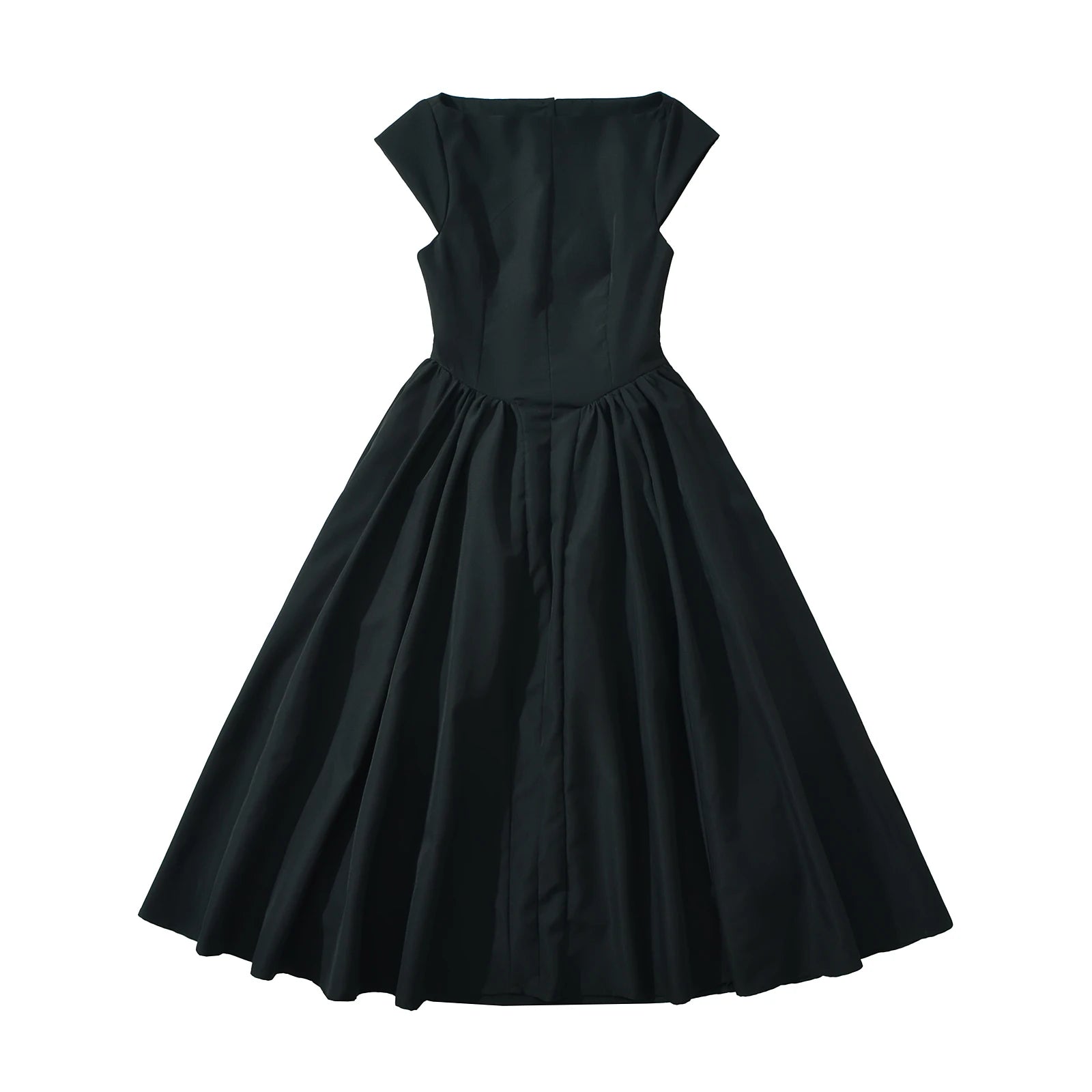 2024 Sexy Slash Collar Short Sleeve Low Waist Midi Dress Women Hollow Out Back Backless Pleated Swing A-line Party Robe Black