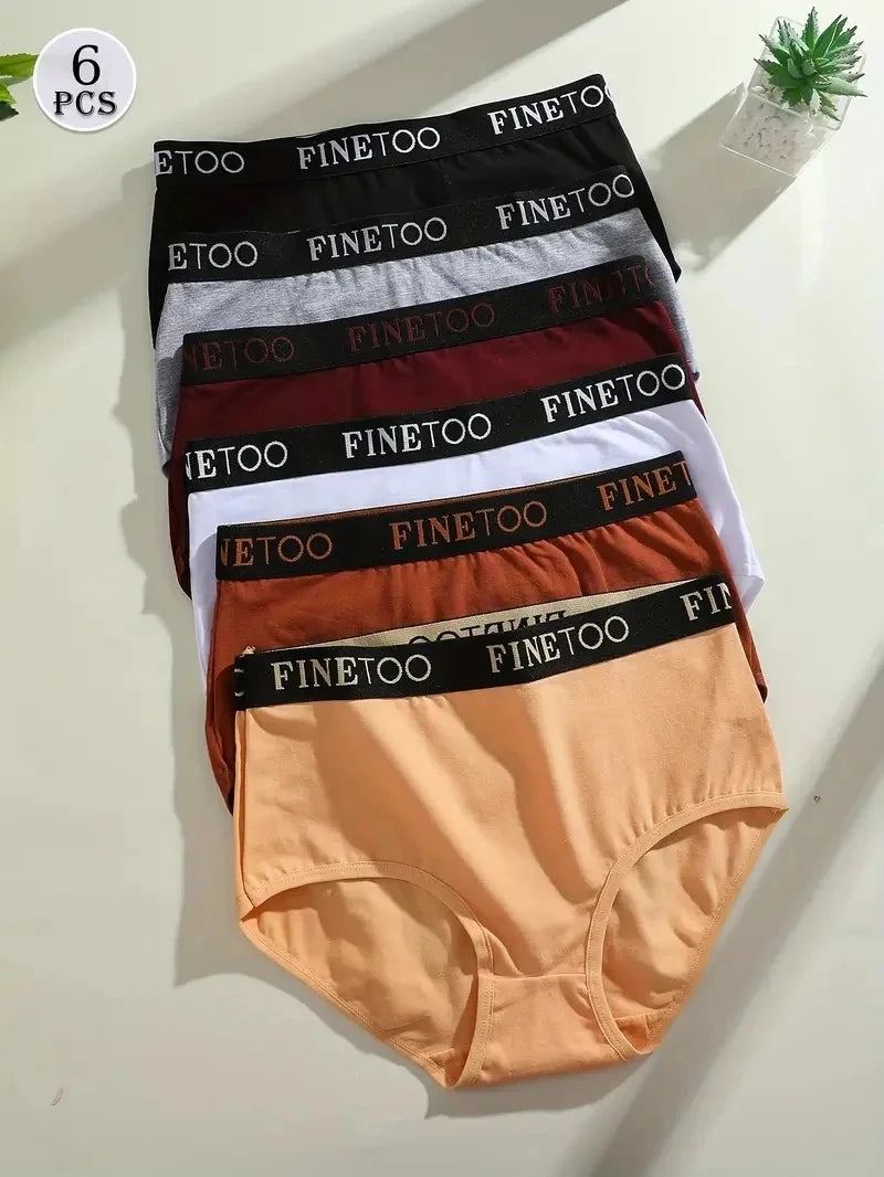 Finetoo 6Pcs/Set Women Cotton Seamless Briefs Women Plus Size Panties Breathable Underwear Female High Waist Soft Lingerie S-XXL