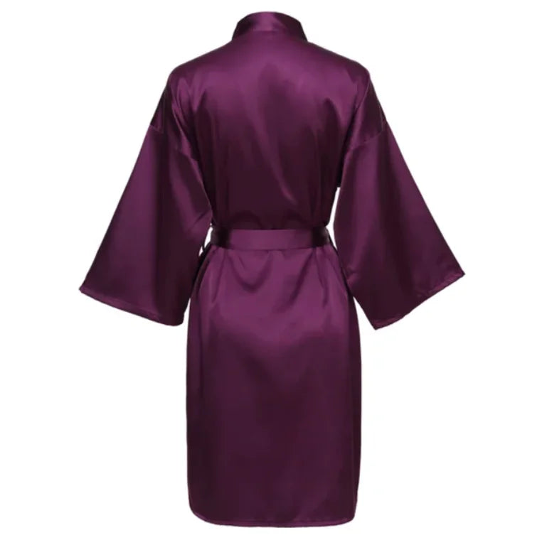 Wedding Party Team Bride Robe Without Letters Kimono Satin Pajamas Bridesmaid Plain Bathrobe SP088