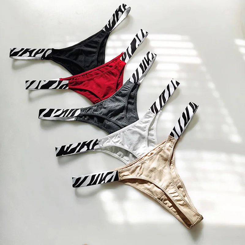 Cotton Sexy Women Panties Leopard Zebra Printed Seamless Girls Briefs Thong G String Fitness Low Waist T-back Size S-XL