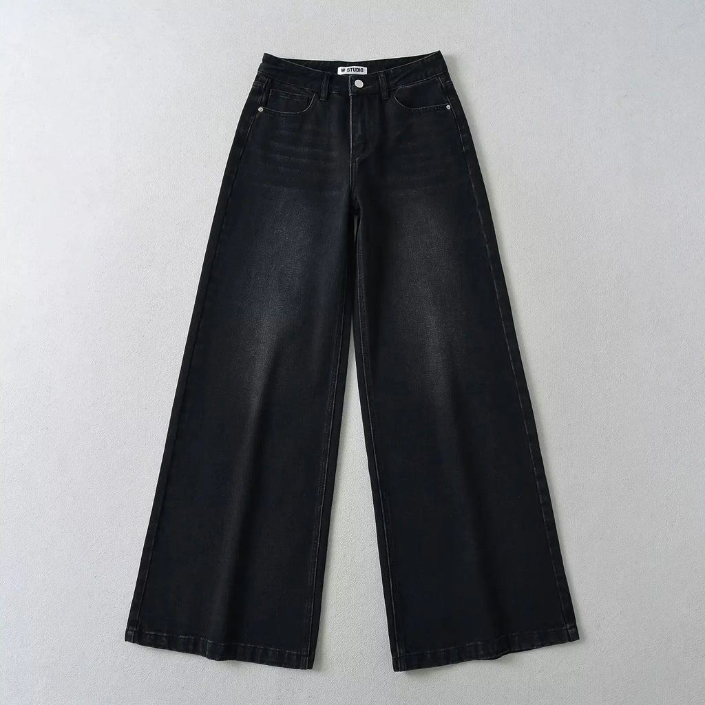 Women's Denim Pants Baggy Jeans Y2k Vintage Flared Wide New Low Waist Rise Oversize Pant Harajuku Fashion Woman Trousers