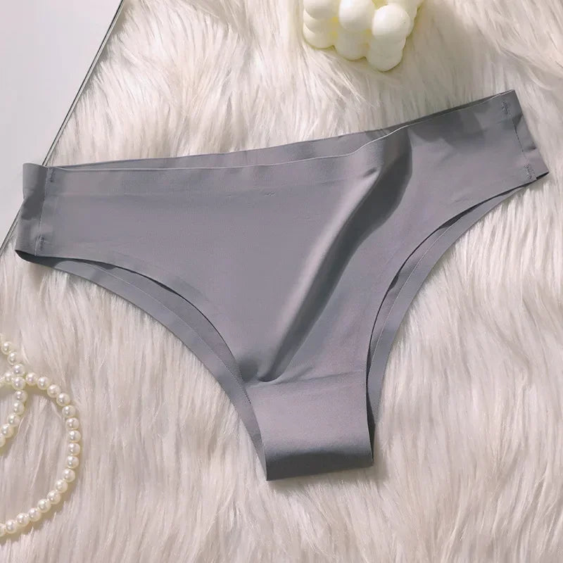 Seamless Panties Women Sexy Underwear Ice Silk Underpants Low Waist G-string Female Soft Solid Ultra-thin Briefs Трусы Женские