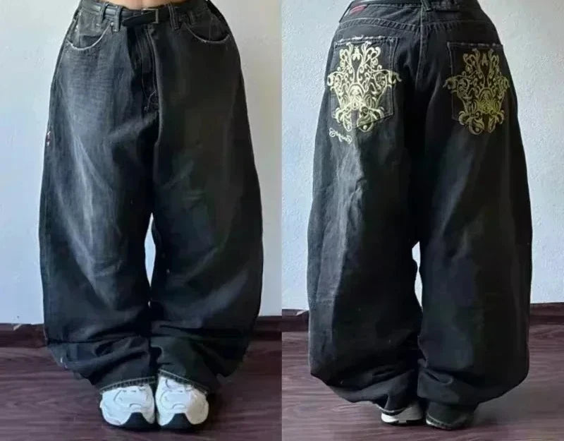 American Street Fashion Trend Big Pocket Loose Jeans Women Harajuku Y2K New Hip Hop Vintage Oversized Jeans Unisex Mopping Jeans