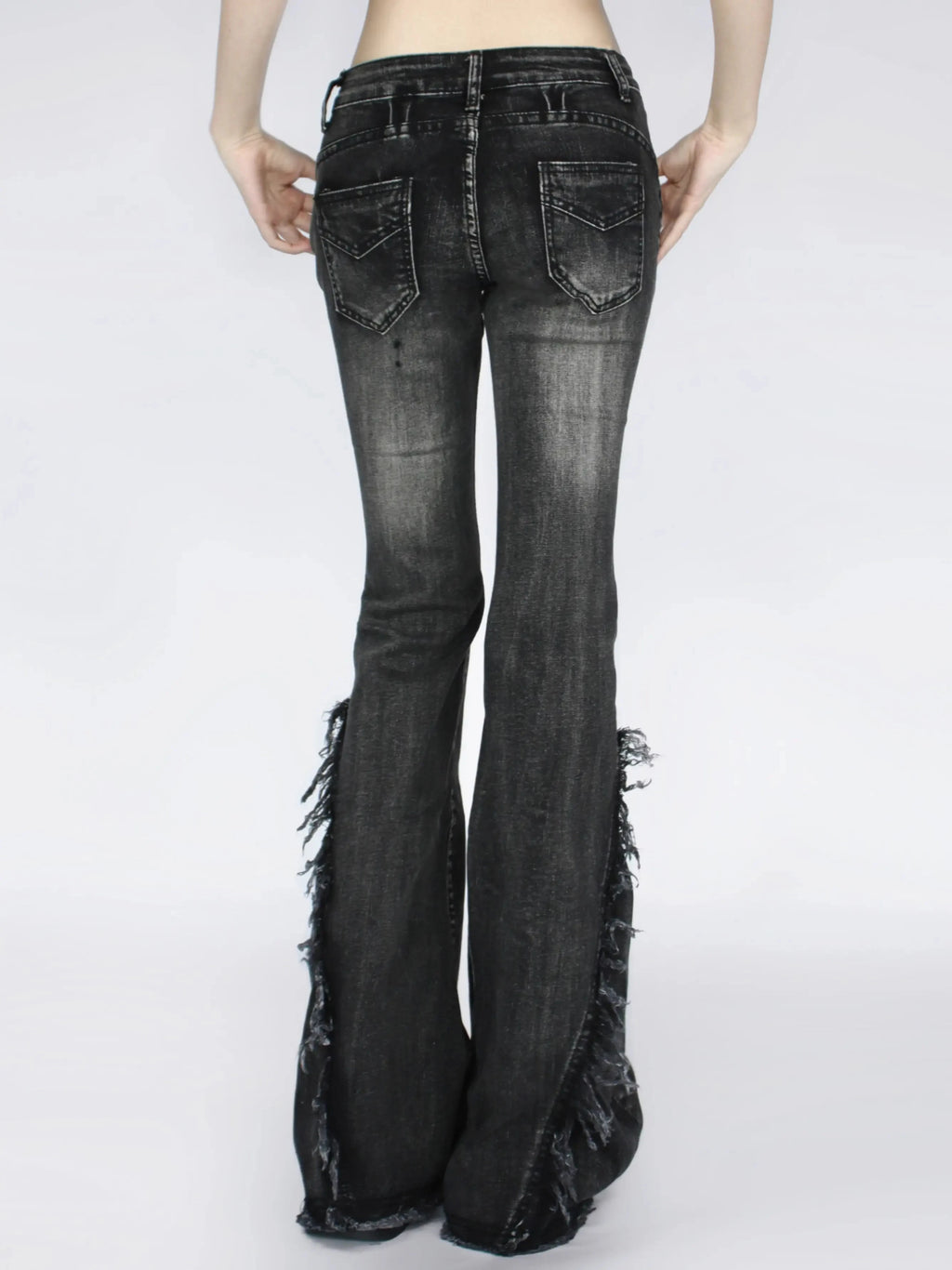 Women's Black Gothic Baggy Flare Jeans Harajuku Y2k Aesthetic Denim Trousers Punk Jean Pants Vintage 2000s Trashy Clothes 2024