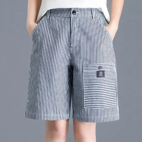 Striped Jeans Women's New Style Spring and Autumn Korean Style Women's Pants Straight Loose Trousers Wide-leg Pants for Women
