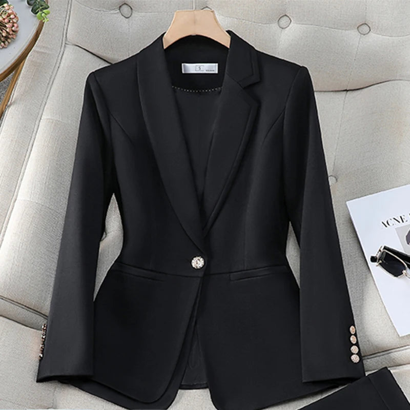 ZJYT Clearance Blazers for Woman New Outerwear Women's jackets Coat Elegant Suits Femme Formal Clothes Autumn Office Wear Blue