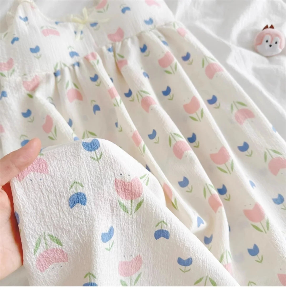 With Chest Cushion Halter Nightgown Female Summer Floral Breathable Thin Section of the Princess Style Loose Knee-Length Pajamas